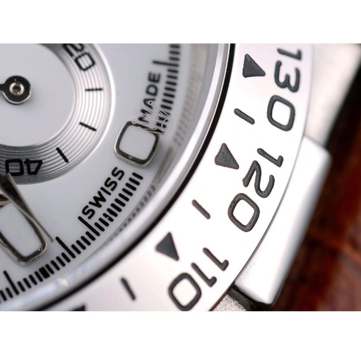 AAA Replica Watches Strap Leather Steel Stainless Case Rolex Tachymeter Brown White Dial Lady Daytona 0624